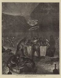 Nachtelijke opstijging van een ballon, Chemin de Fer du Nord, Parijs